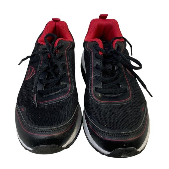 AOV Mens Size 8.5 Red Black Lace Up Low Top Round Toe Tennis Athletic Shoes EUC